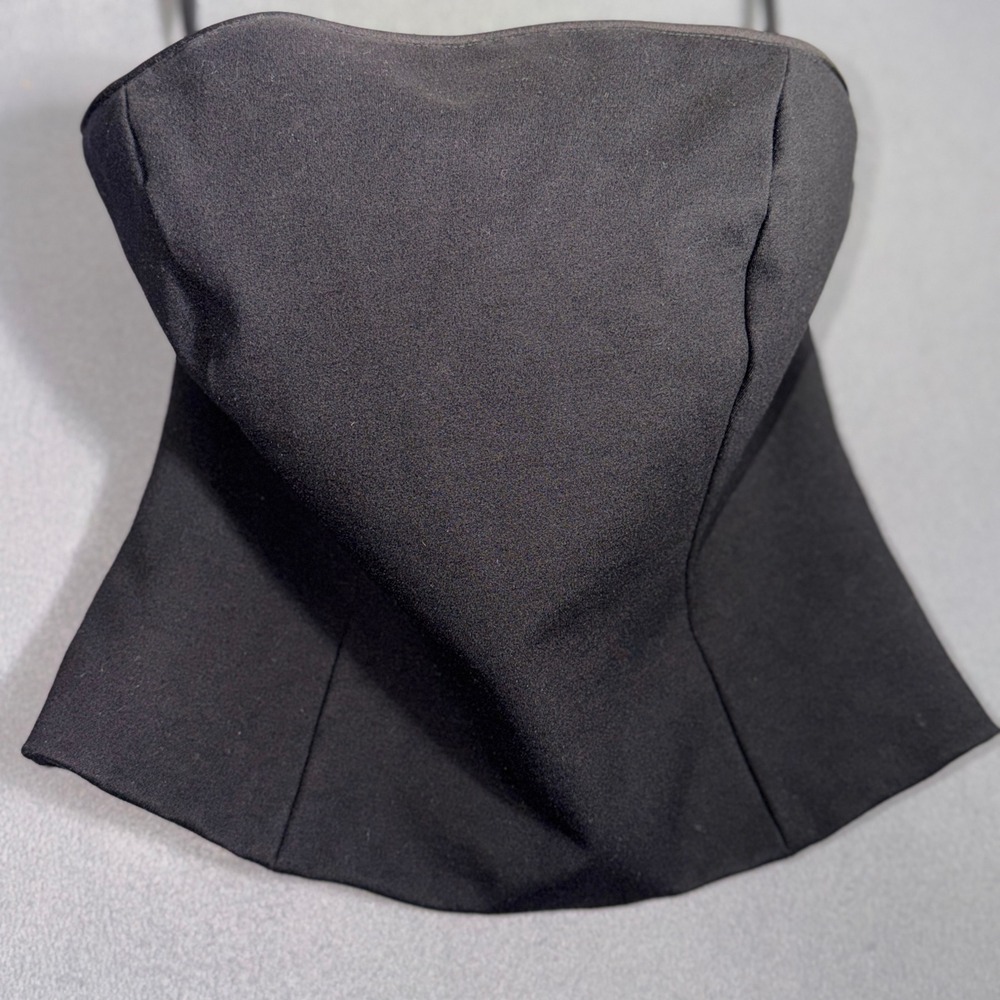 Flora Bea NYC S Black Strapless Sweetheart Corset Top Goth Dark Coquette Chic